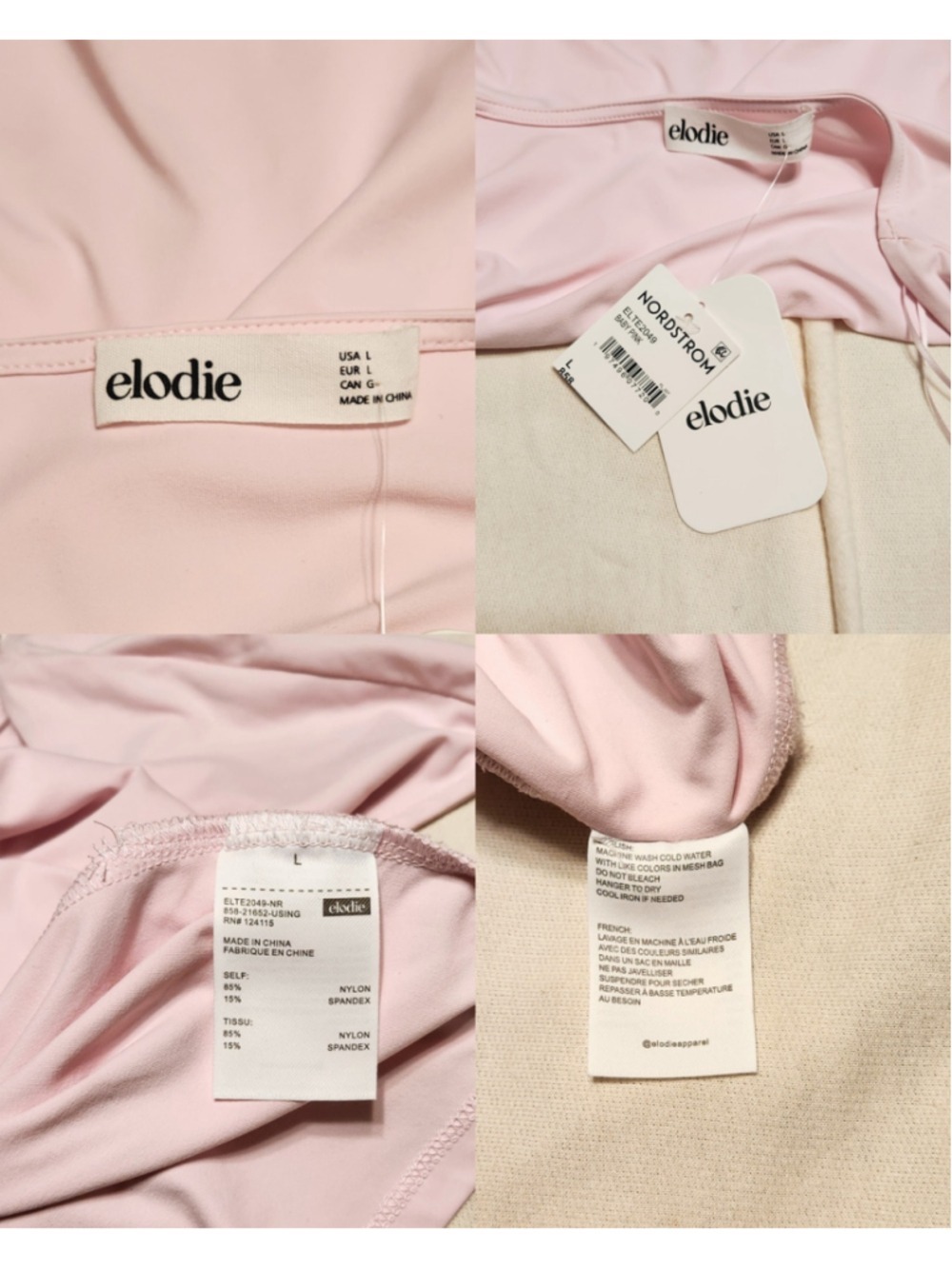 Elodie Square Neck Cap Sleeve Knit Crop Fitted Blouse Top Light Pink Large - Picture 6 of 7